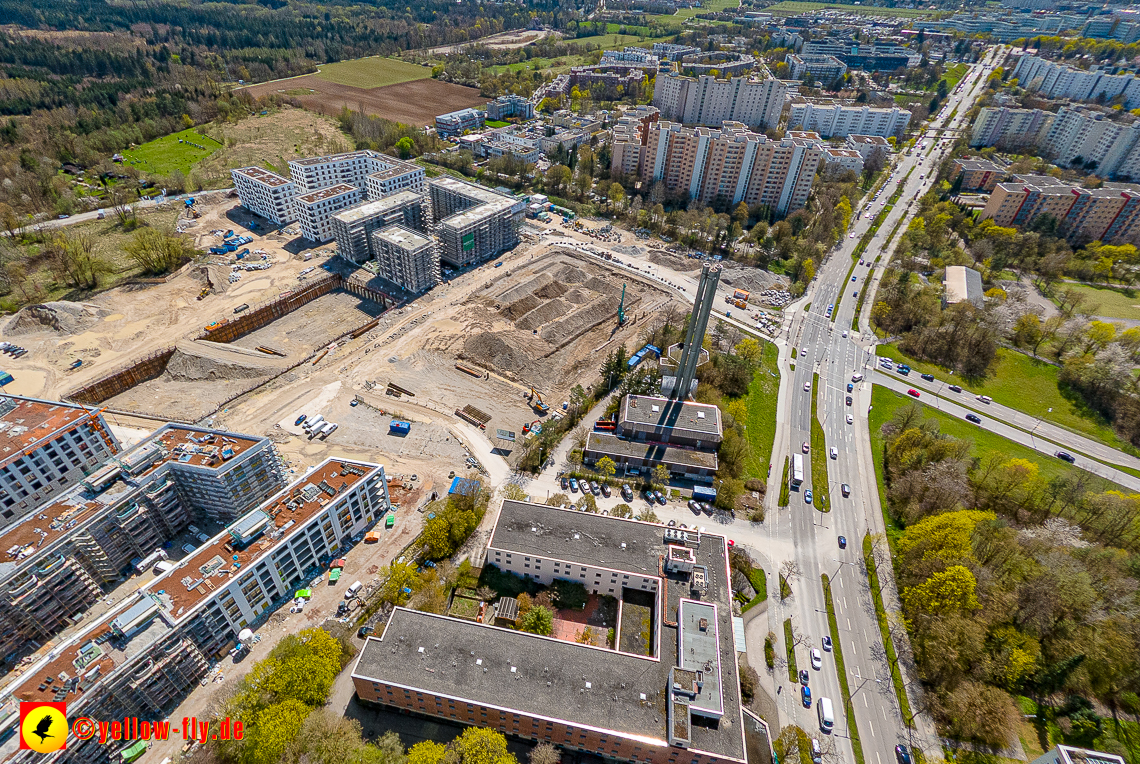 21.04.2023 - Luftbilder von der Baustelle Alexisquartier und Pandion Verde in Neuperlach